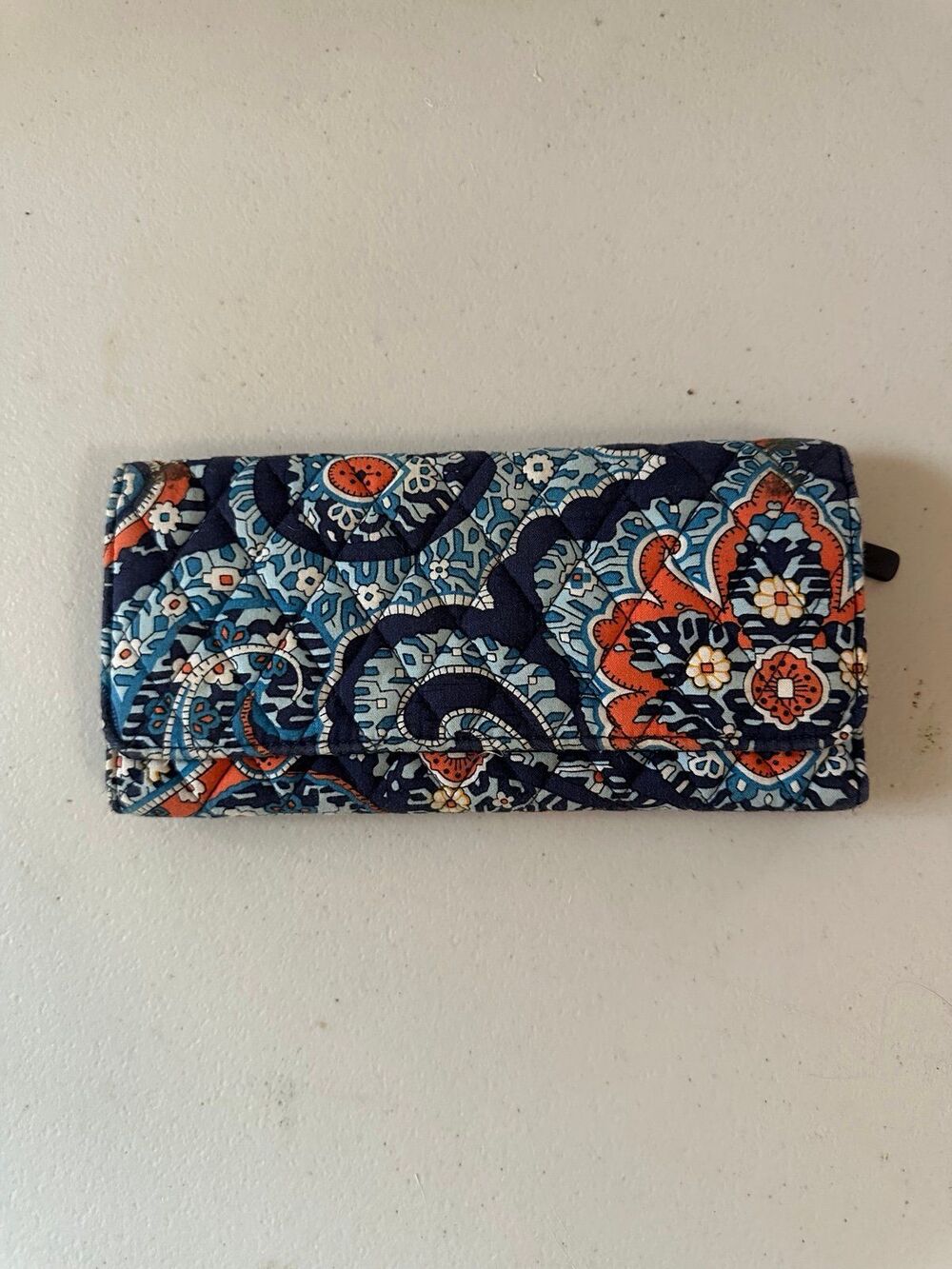 Vera Bradley Retired Marrakesh Paisley Pattern Magnetic Closure Tri-Fold Wallet